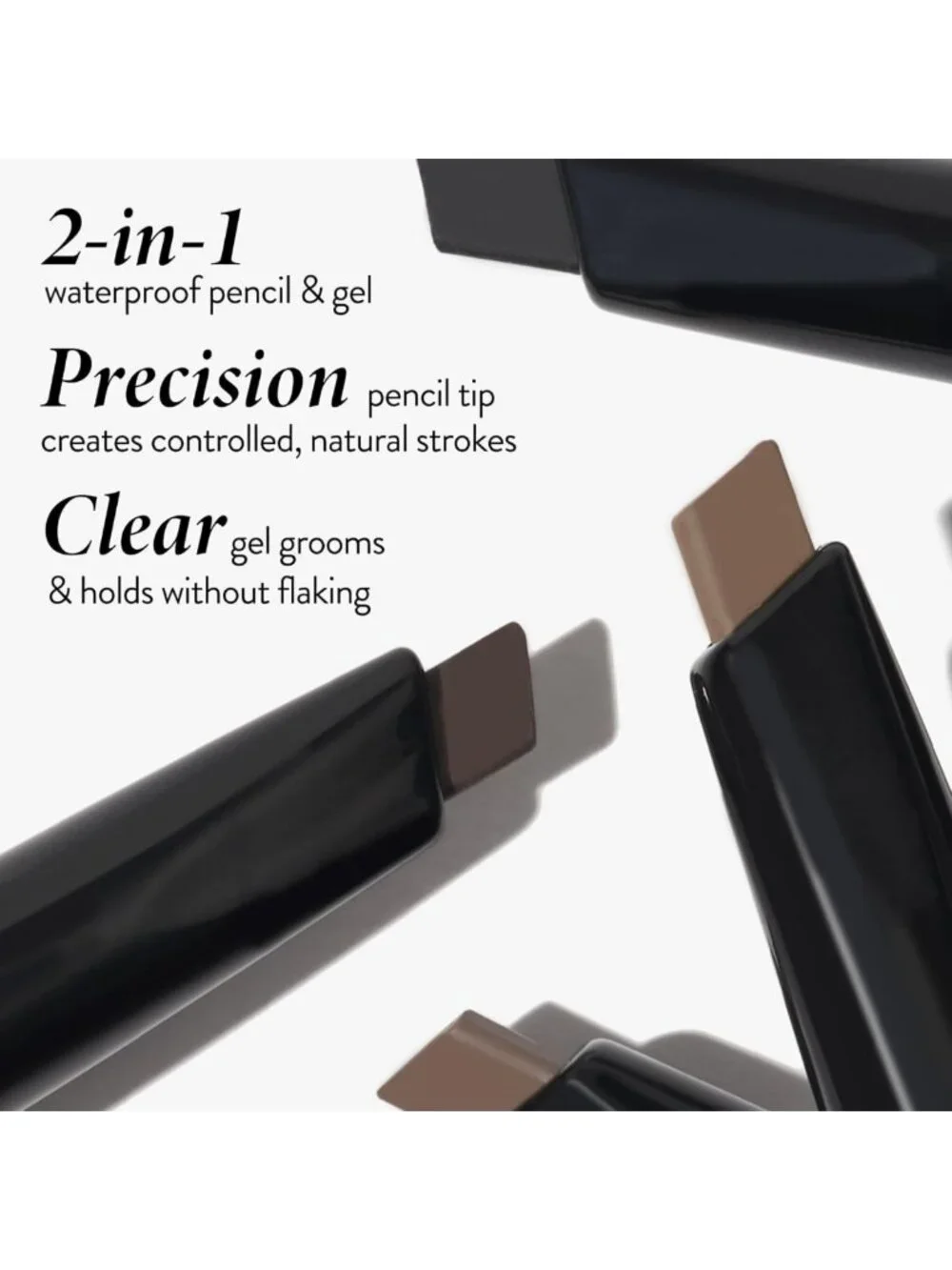 Waterproof 2-in-1 Eyebrow Pencil & Gel - Dark Brown, Smudge-Proof, Long-Lasting